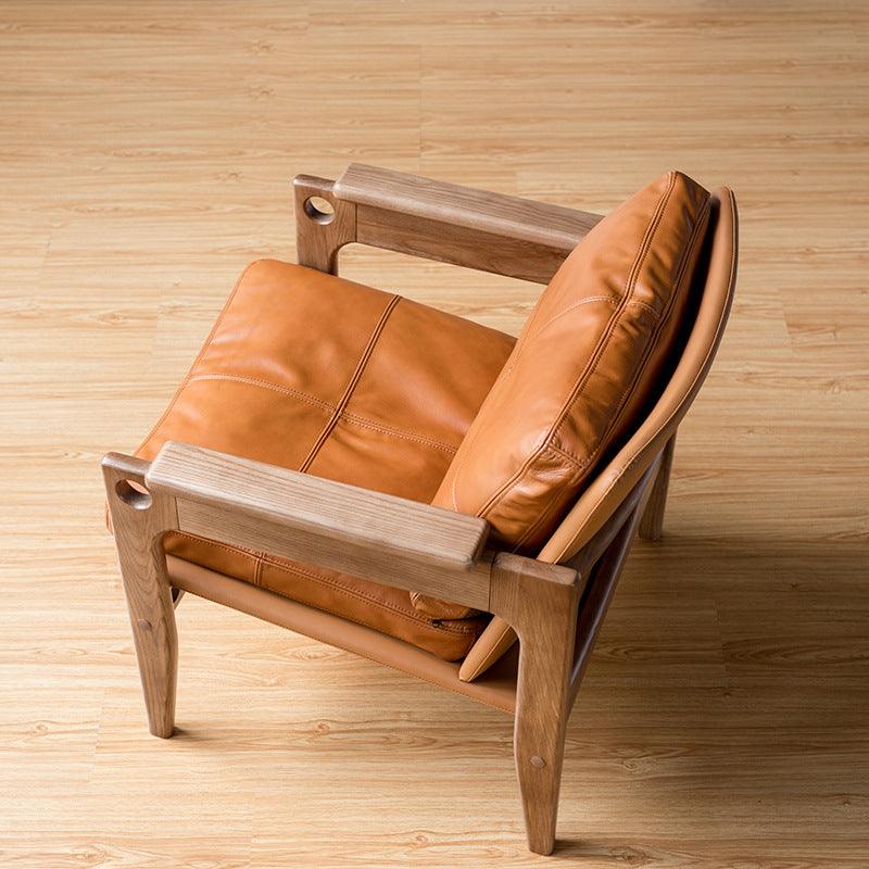 Azami - Solid Ash Wood & Leather Armchair ｜ Reading Chair - www.zawearystocks.com