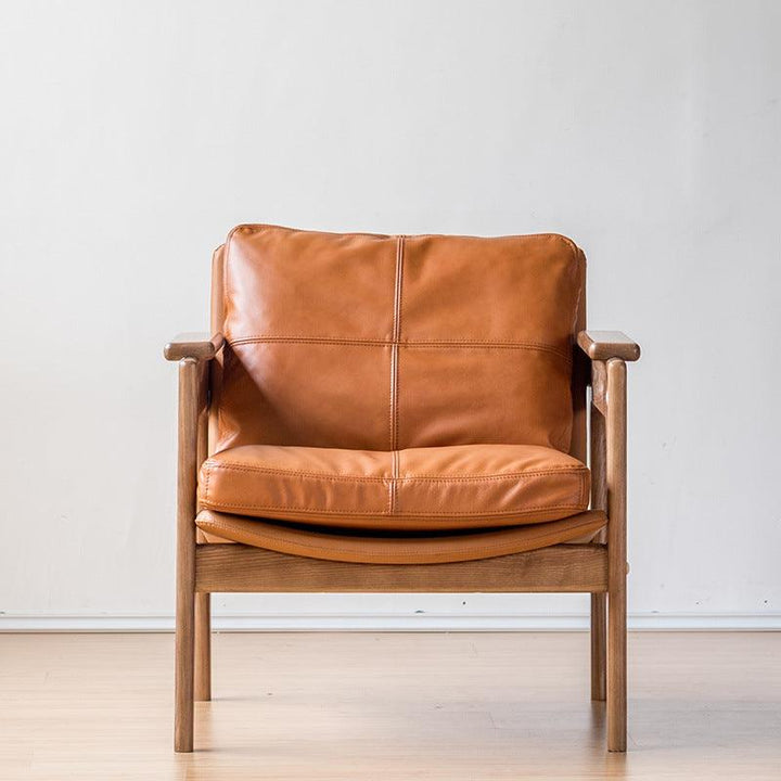 Azami - Solid Ash Wood & Leather Armchair ｜ Reading Chair - www.zawearystocks.com