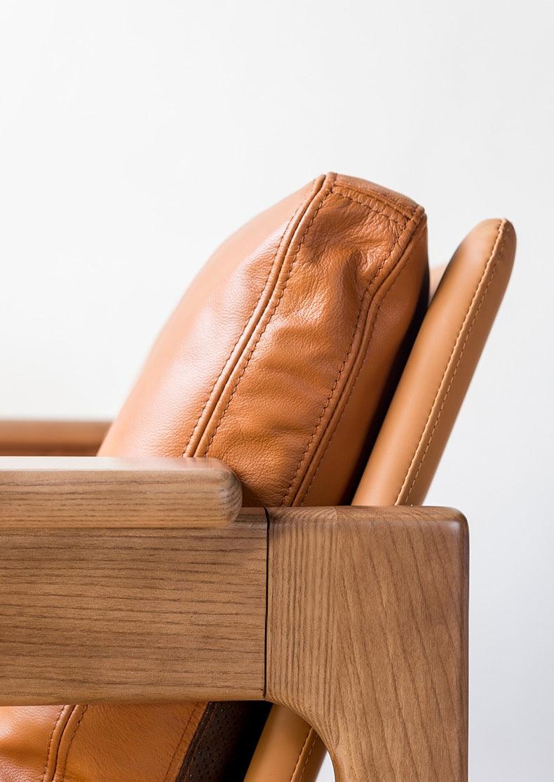 Azami - Solid Ash Wood & Leather Armchair ｜ Reading Chair - www.zawearystocks.com