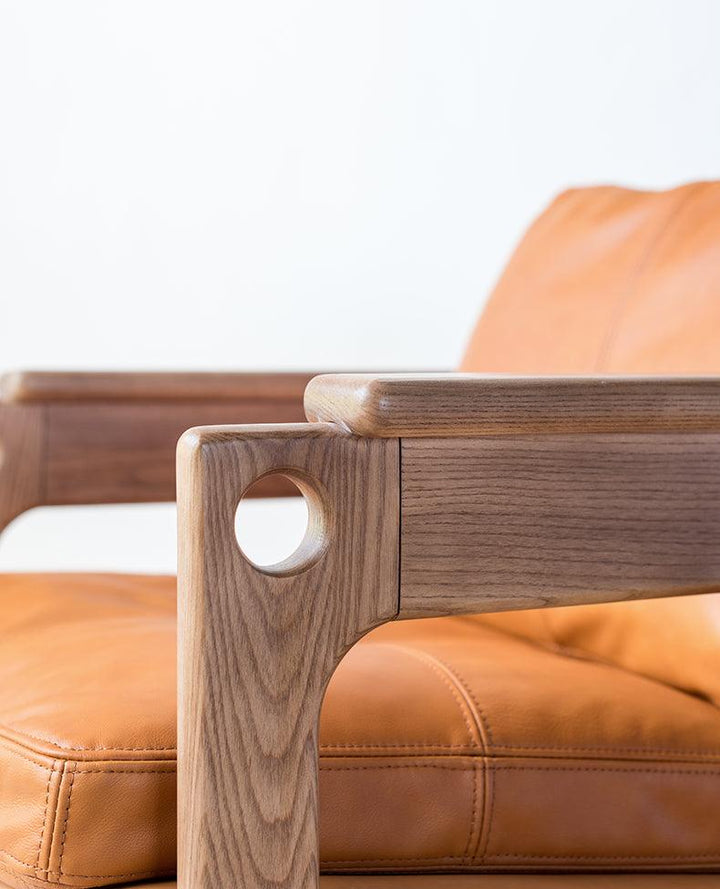 Azami - Solid Ash Wood & Leather Armchair ｜ Reading Chair - www.zawearystocks.com