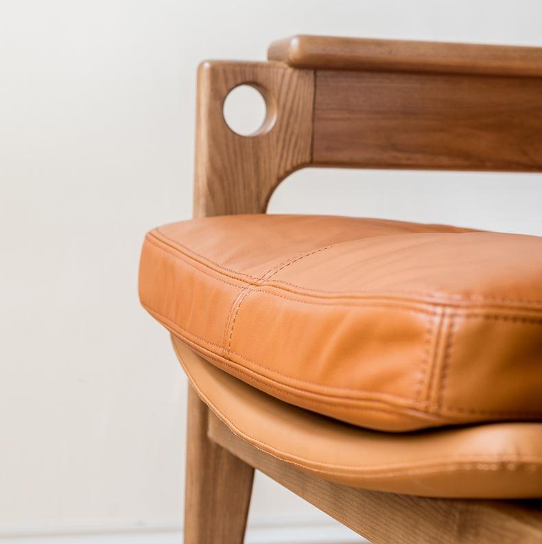 Azami - Solid Ash Wood & Leather Armchair ｜ Reading Chair - www.zawearystocks.com