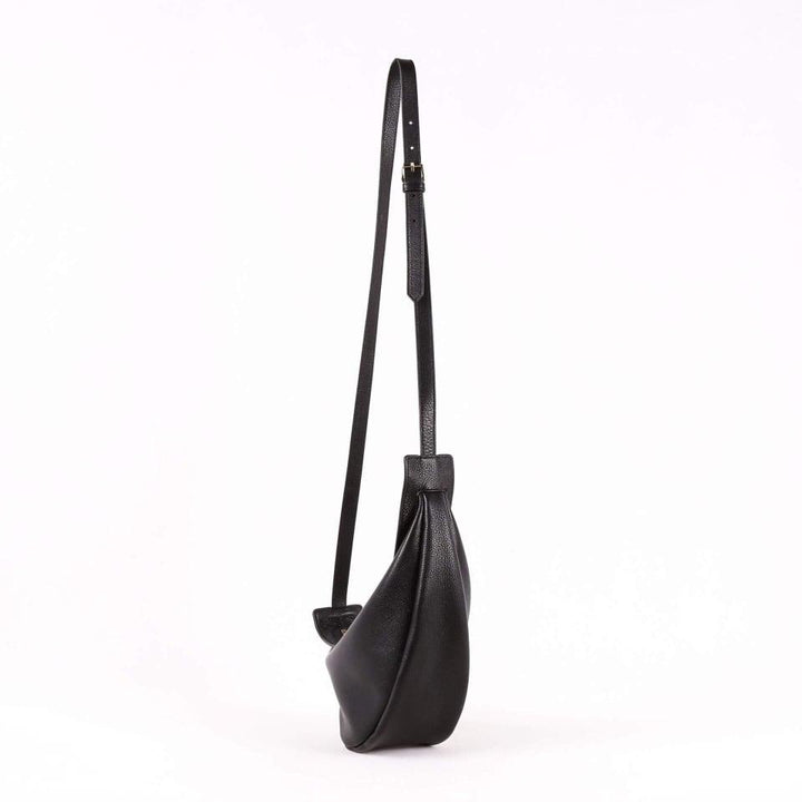 Black Full Grain Cow Leather Row Saddle Bag - loliday.net