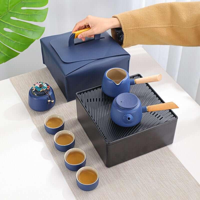 Black Pottery Travel Tea Set - 8pcs - www.zawearystocks.com