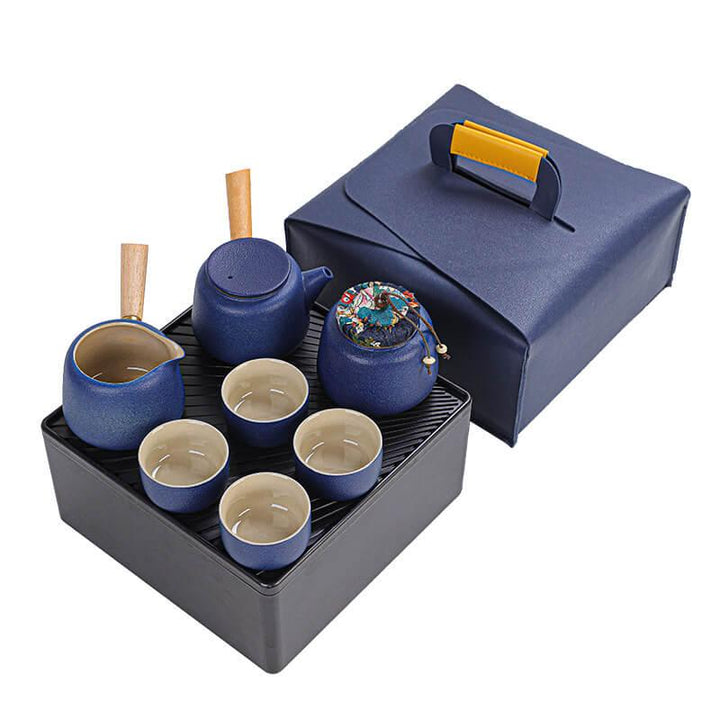 Black Pottery Travel Tea Set - 8pcs - www.zawearystocks.com