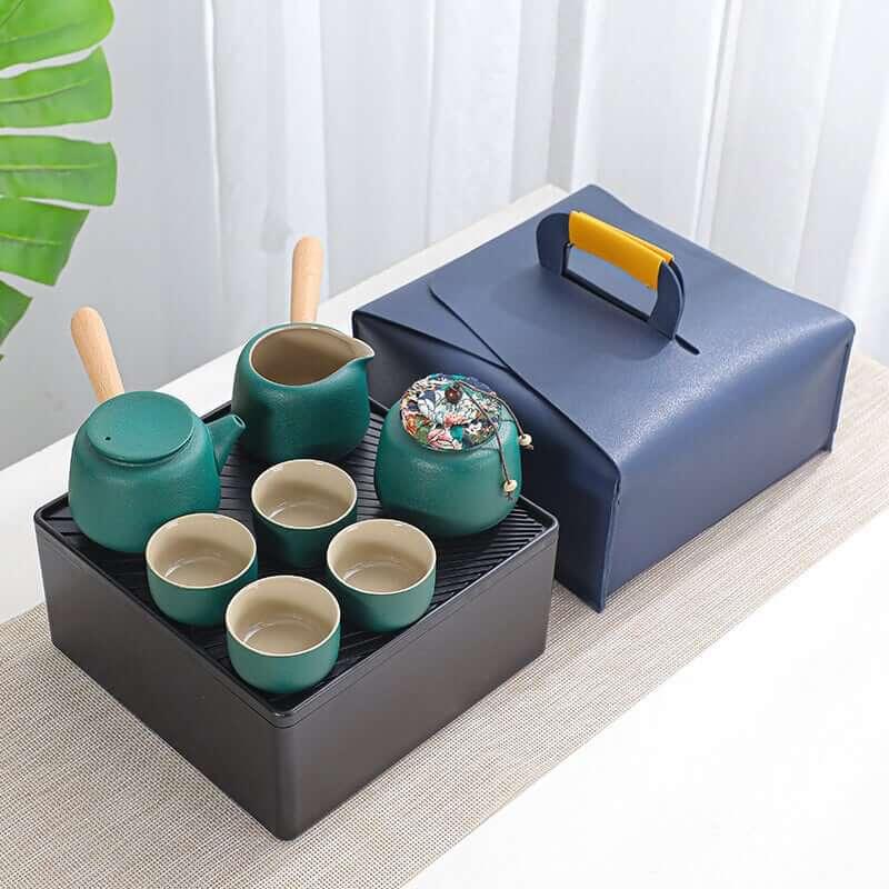 Black Pottery Travel Tea Set - 8pcs - www.zawearystocks.com