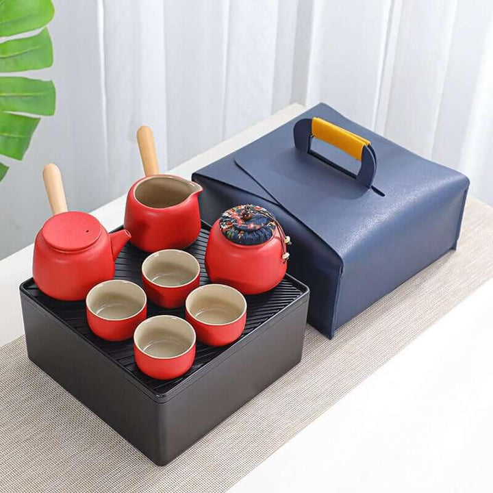 Black Pottery Travel Tea Set - 8pcs - www.zawearystocks.com