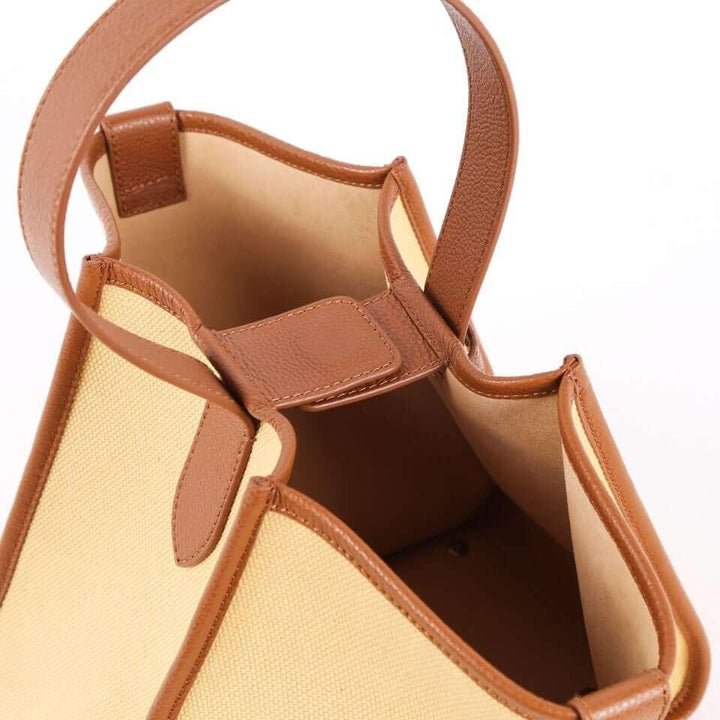 Brown & Khaki Canvas Square Large Capacity Tote Bag - www.zawearystocks.com