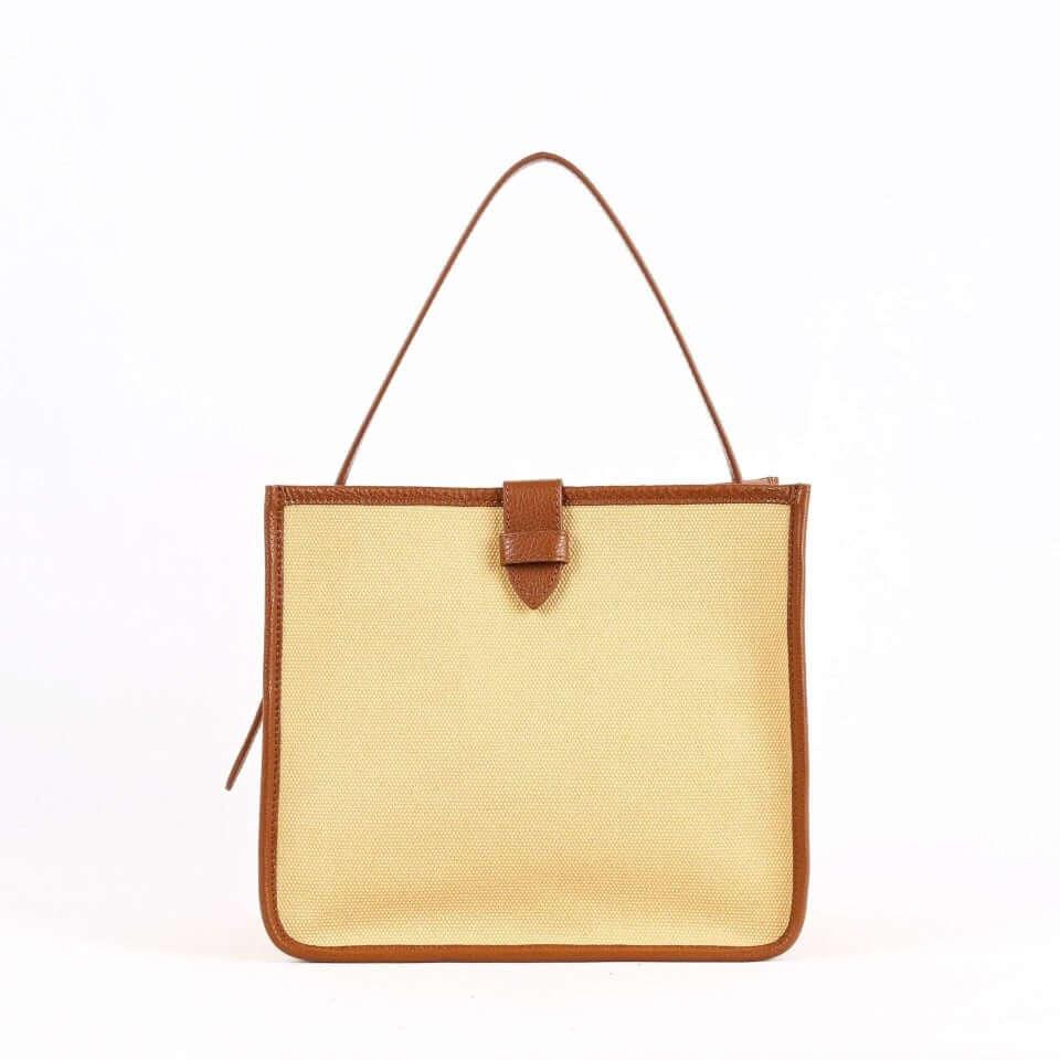 Brown & Khaki Canvas Square Large Capacity Tote Bag - www.zawearystocks.com