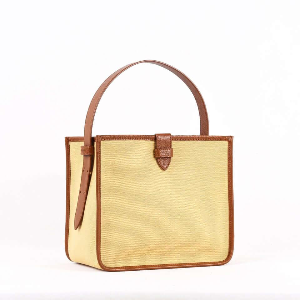 Brown & Khaki Canvas Square Large Capacity Tote Bag - www.zawearystocks.com