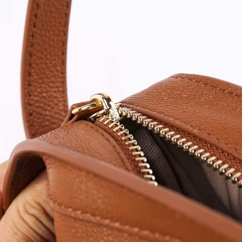 Brown Full Grain Cow Leather Row Saddle Bag - loliday.net