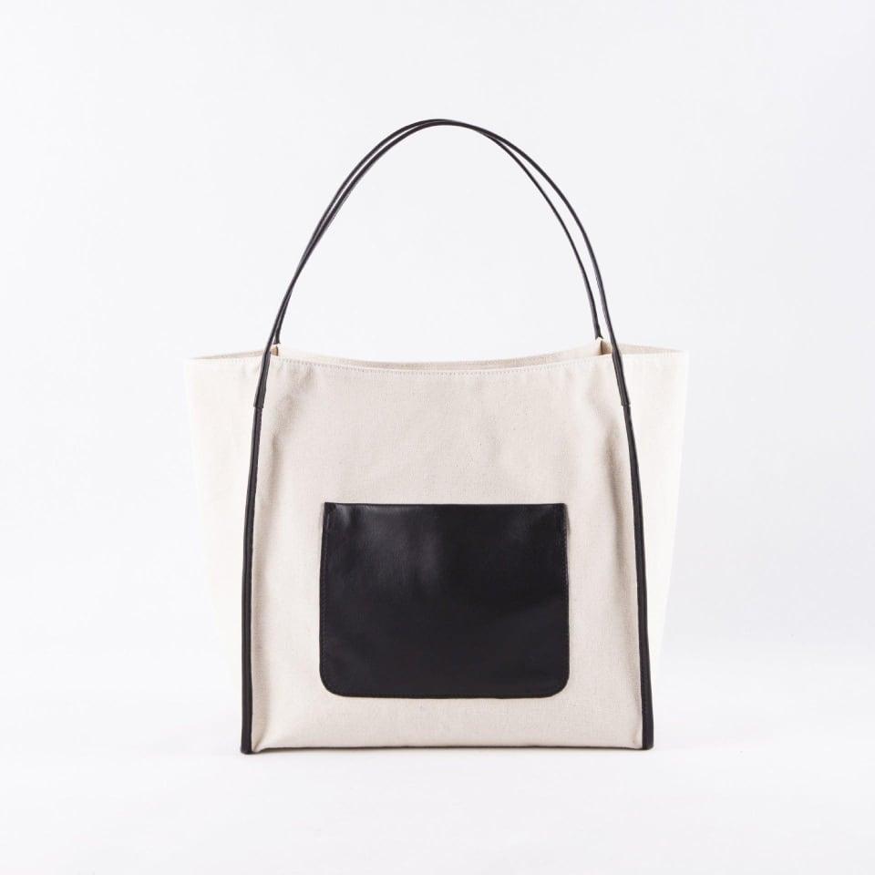 Canvas Large Capacity Handbag with Full Grain Cow Leather Hand Strap - www.zawearystocks.com