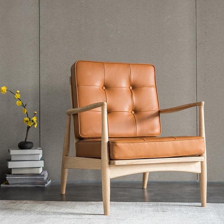 Danmer - Solid Ash Wood & Leather Armchair ｜ Reading Chair - www.zawearystocks.com