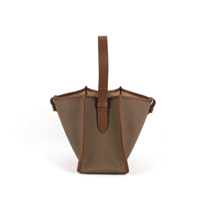 Dark Brown & Dark Khaki Canvas Square Large Capacity Tote Bag - Loliday