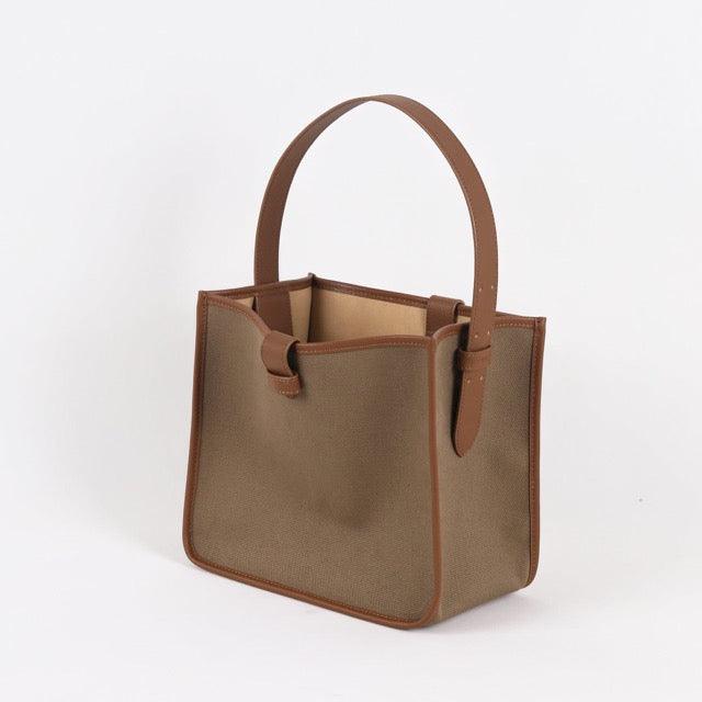 Dark Brown & Dark Khaki Canvas Square Large Capacity Tote Bag - www.zawearystocks.com