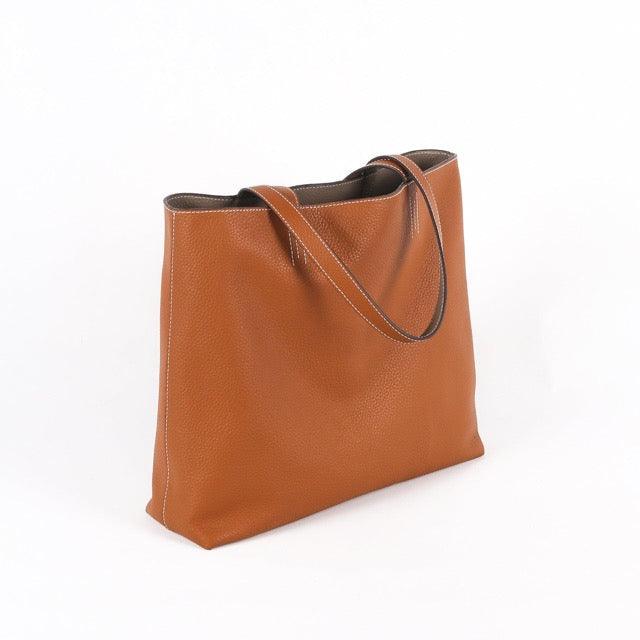 Double-sided Full Grain Cow Leather Large Capacity Tote Bag - www.zawearystocks.com