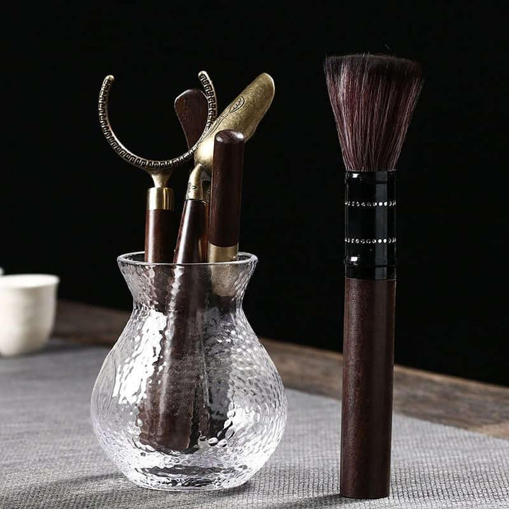 Glass & Solid Wood Tea Ceremony Six Gentlemen Tea Accessories Set - www.zawearystocks.com