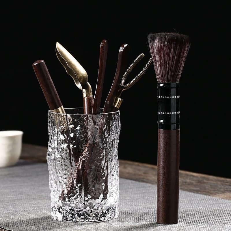 Glass & Solid Wood Tea Ceremony Six Gentlemen Tea Accessories Set - www.zawearystocks.com