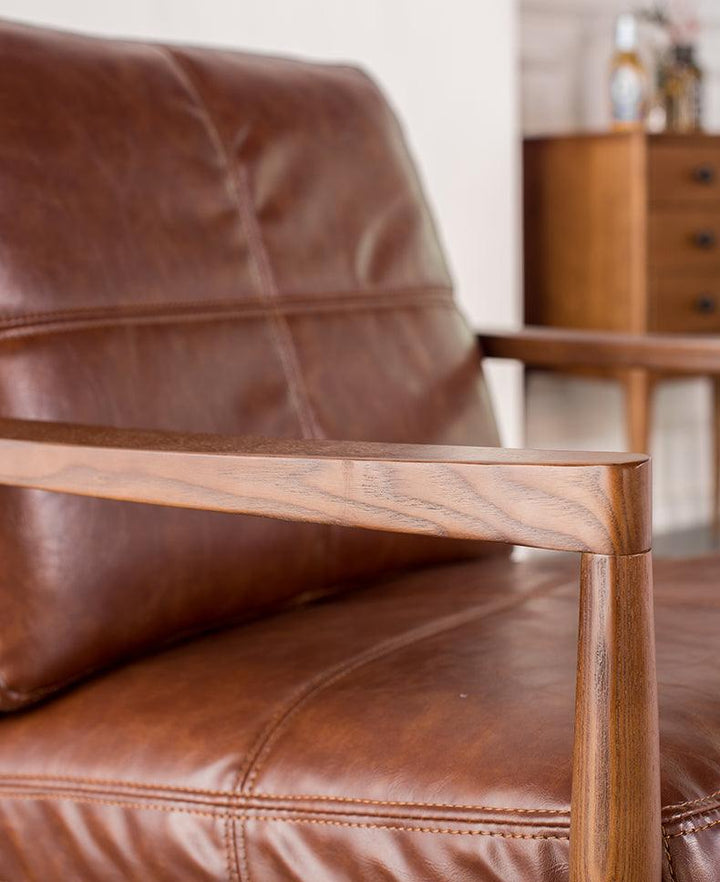 Hiroko - Solid Ash Wood & Leather Armchair ｜ Reading Chair - www.zawearystocks.com