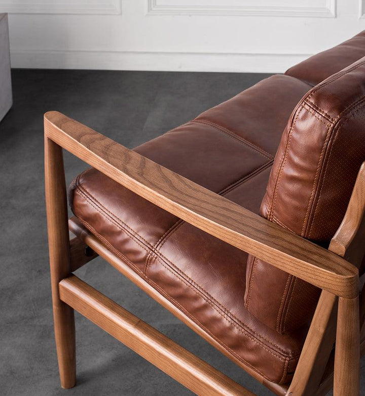 Hiroko - Solid Ash Wood & Leather Armchair ｜ Reading Chair - www.zawearystocks.com