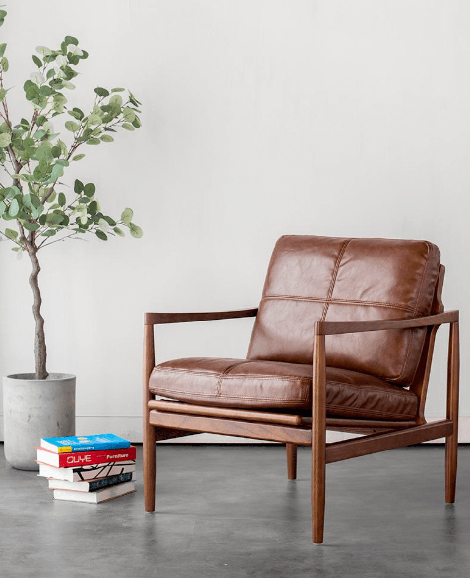Hiroko - Solid Ash Wood & Leather Armchair ｜ Reading Chair - www.zawearystocks.com