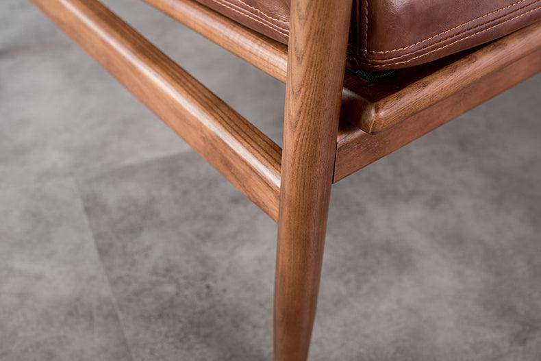 Hiroko - Solid Ash Wood & Leather Armchair ｜ Reading Chair - www.zawearystocks.com