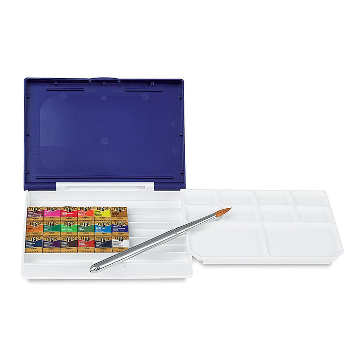 Holbein Artists' Watercolor Paint Half Pan Blue Palm Case 18-24-36 Colors Sets - www.zawearystocks.com