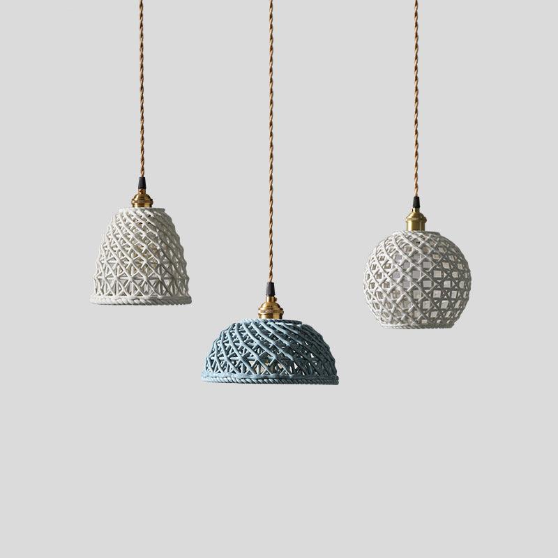 Japanese Style Ceramic Hollow Pendant Lamp - Blue Ball - www.zawearystocks.com