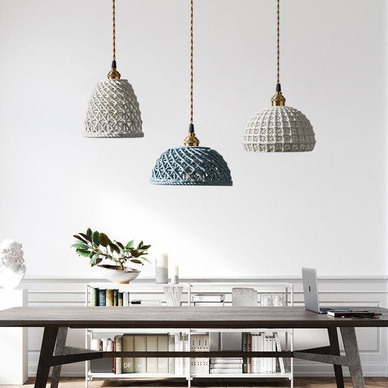 Japanese Style Ceramic Hollow Pendant Lamp - Blue Ball - www.zawearystocks.com