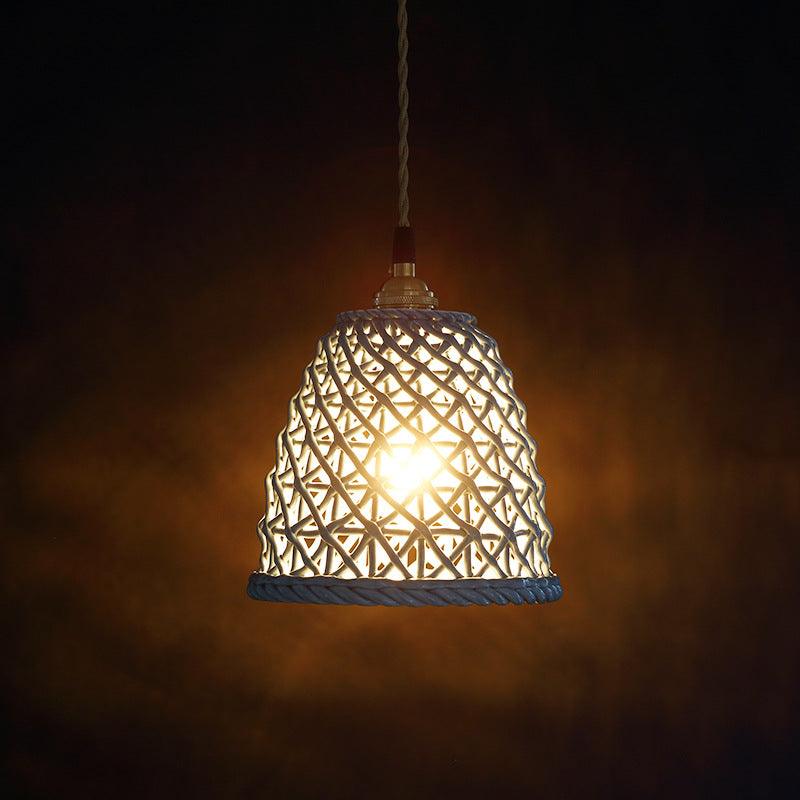 Japanese Style Ceramic Hollow Pendant Lamp - Blue Ball - www.zawearystocks.com