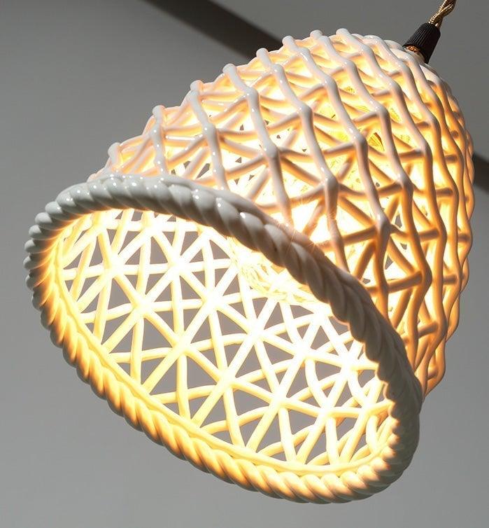 Japanese Style Ceramic Hollow Pendant Lamp - Blue Ball - www.zawearystocks.com