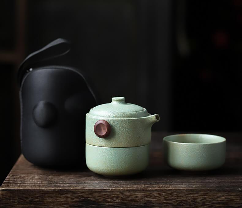 Japanese Style Ceramic Travel Tea Set - 3 pcs - www.zawearystocks.com