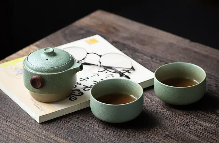 Japanese Style Ceramic Travel Tea Set - 3 pcs - www.zawearystocks.com