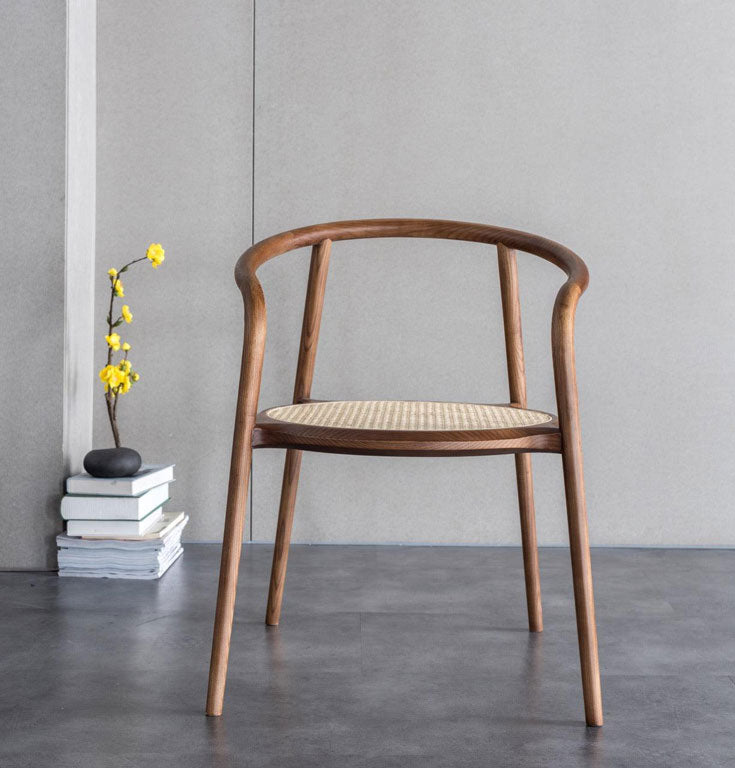 Kongzi- Solid Ash Wood & Woven Rattan Armchair ｜ Reading Chair - www.zawearystocks.com