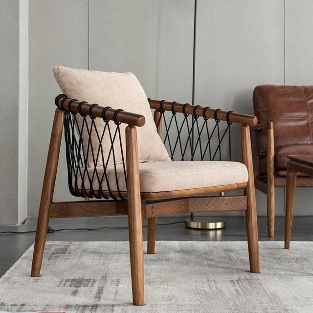 Rikuto - Solid Ash Wood & Cotton Armchair ｜ Reading Chair - www.zawearystocks.com