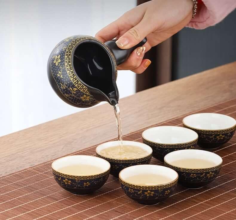 Semi Automatic Tiger Ceramic Kung Fu Tea Set - 9 pcs - www.zawearystocks.com