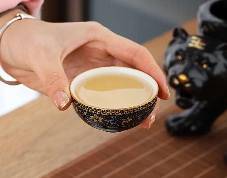 Semi Automatic Tiger Ceramic Kung Fu Tea Set - 9 pcs - www.zawearystocks.com