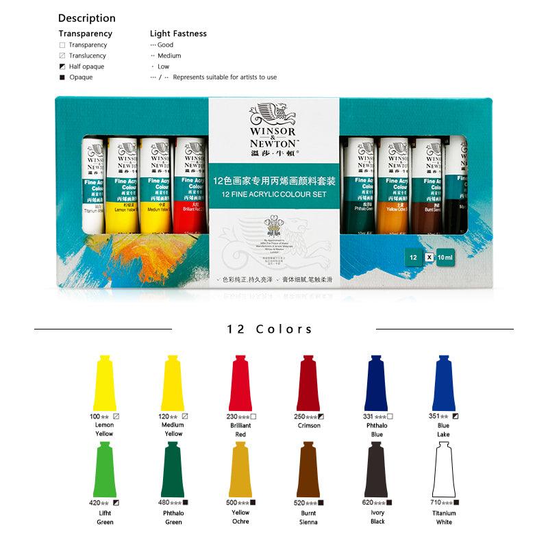 Winsor & Newton Fine Acrylic Paint Set- 0.34 oz (10 ml) - Moku Park