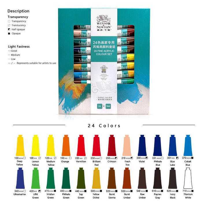 Winsor & Newton Fine Acrylic Paint Set- 0.34 oz (10 ml) - Moku Park