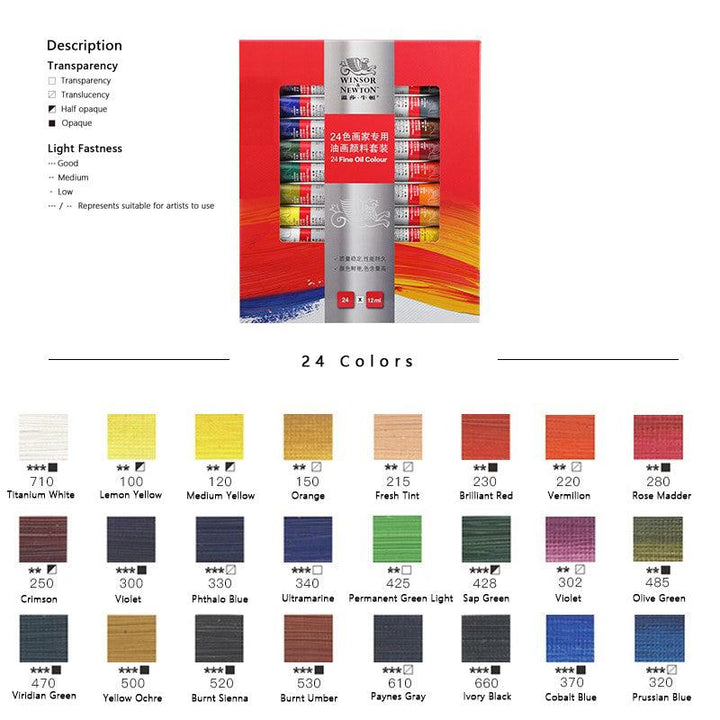 Winsor & Newton Fine Oil Paint Sets- 0.4 oz (12 ml) - Moku Park