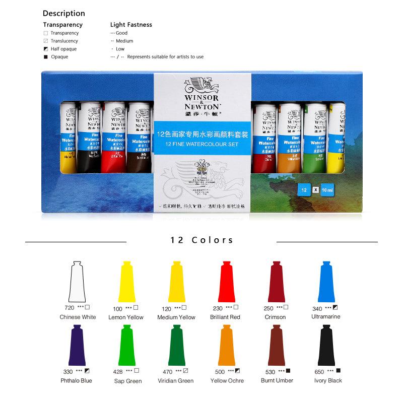 Winsor & Newton Fine Watercolor Paint Set- 0.34 oz (10 ml) - Moku Park